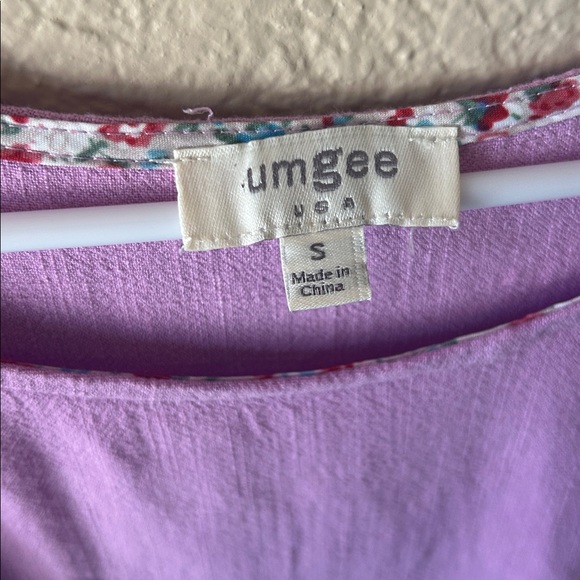 Umgee Lavender Boho Blouse Women’s Small Ruffle Sleeve Flowy Peasant Top - Picture 2 of 4